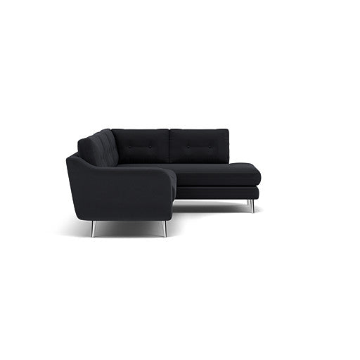 Phoebe Corner Sofa - Corner Group RHF Grade B - Right Hand Facing — Plush Velvet Charcoal / Chrome, gallery image 1