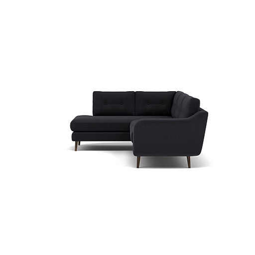 Phoebe Corner Sofa - Corner Group LHF Grade B - Left Hand Facing — Plush Velvet Charcoal / American Walnut, gallery image 1