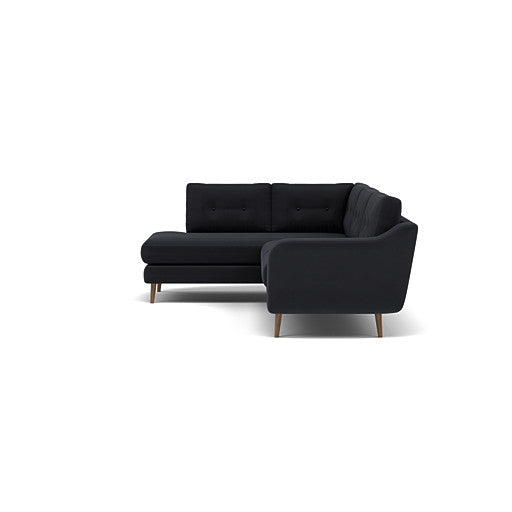 Phoebe Corner Sofa - Corner Group LHF Grade B - Left Hand Facing — Plush Velvet Charcoal / Weathered Oak, gallery image 1
