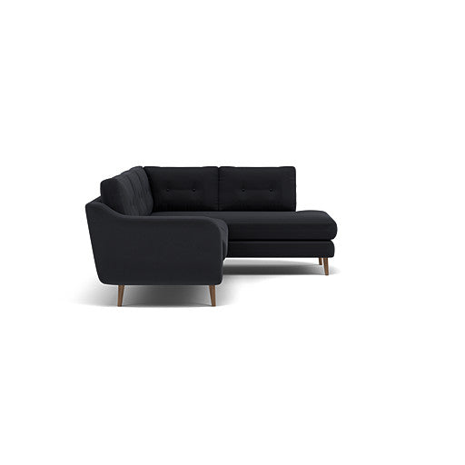 Phoebe Corner Sofa - Corner Group RHF Grade B - Right Hand Facing — Plush Velvet Charcoal / Weathered Oak, gallery image 1