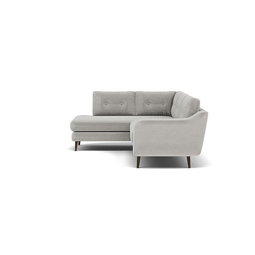Phoebe Corner Sofa - Corner Group LHF Grade B - Left Hand Facing — Plush Velvet Silver / American Walnut, gallery image 1