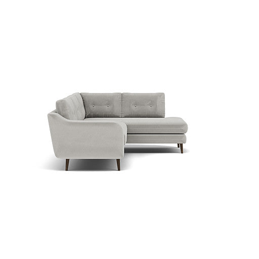 Phoebe Corner Sofa - Corner Group RHF Grade B - Right Hand Facing — Plush Velvet Silver / American Walnut, gallery image 1