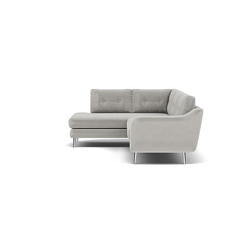 Phoebe Corner Sofa - Corner Group LHF Grade B - Left Hand Facing — Plush Velvet Silver / Chrome, gallery image 1