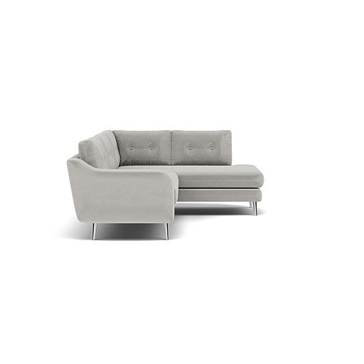 Phoebe Corner Sofa - Corner Group RHF Grade B - Right Hand Facing — Plush Velvet Silver / Chrome, gallery image 1