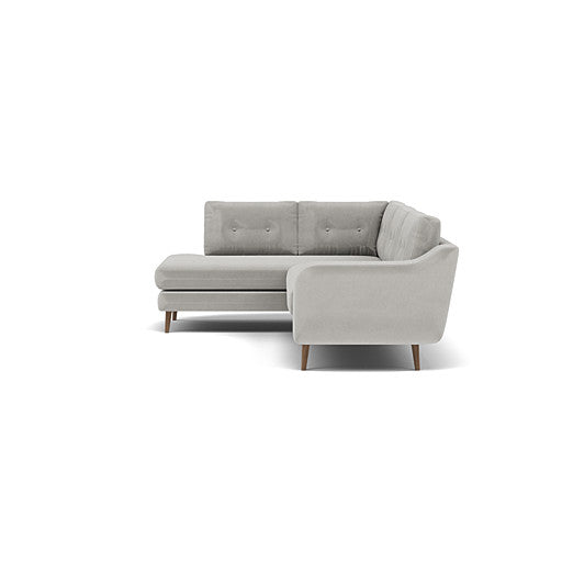 Phoebe Corner Sofa - Corner Group LHF Grade B - Left Hand Facing — Plush Velvet Silver / Weathered Oak, gallery image 1