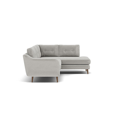 Phoebe Corner Sofa - Corner Group RHF Grade B - Right Hand Facing — Plush Velvet Silver / Weathered Oak, gallery image 1