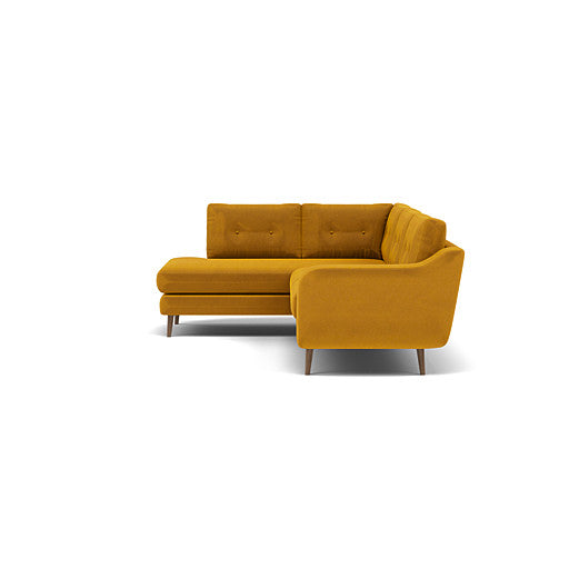 Phoebe Corner Sofa - Corner Group LHF Grade B - Left Hand Facing — Plush Velvet Turmeric / Weathered Oak, gallery image 1