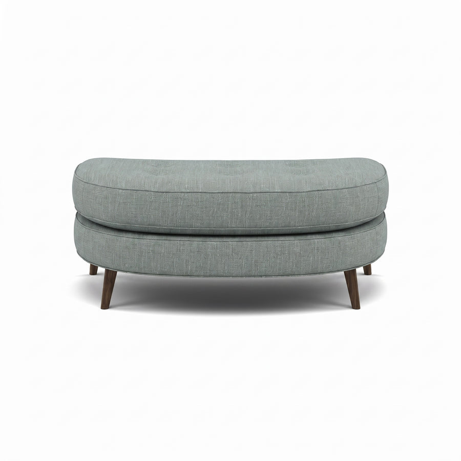 Phoebe Oval Footstool - Cuddler Stool Grade A Sterling Home 2 Capital Ecru American Walnut