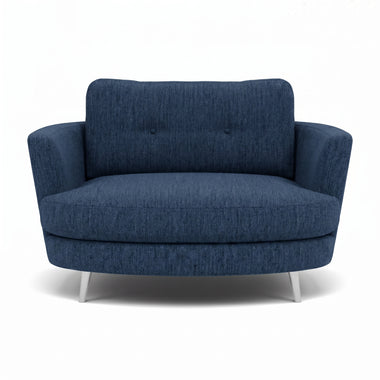 Phoebe Oval Loveseat - Oval Cuddler Grade A Sterling Home 21 Capital Indigo Chrome
