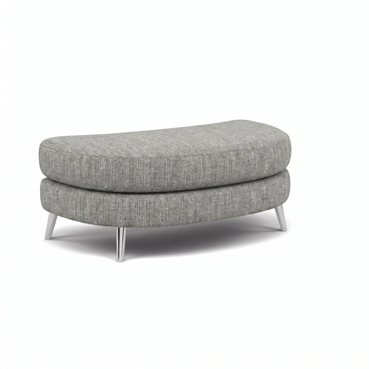 Phoebe Oval Footstool - Oval Cuddler Stool Grade A — Capital Light Grey / Chrome, gallery image 1