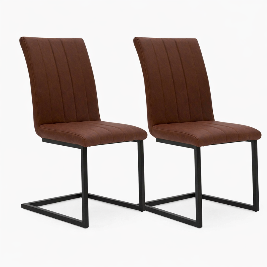 Bourton Pair of Graphite Retro Stitch Dining Chairs - Retro Stitch Dining Chair - Pair Graphite Sterling Home 1