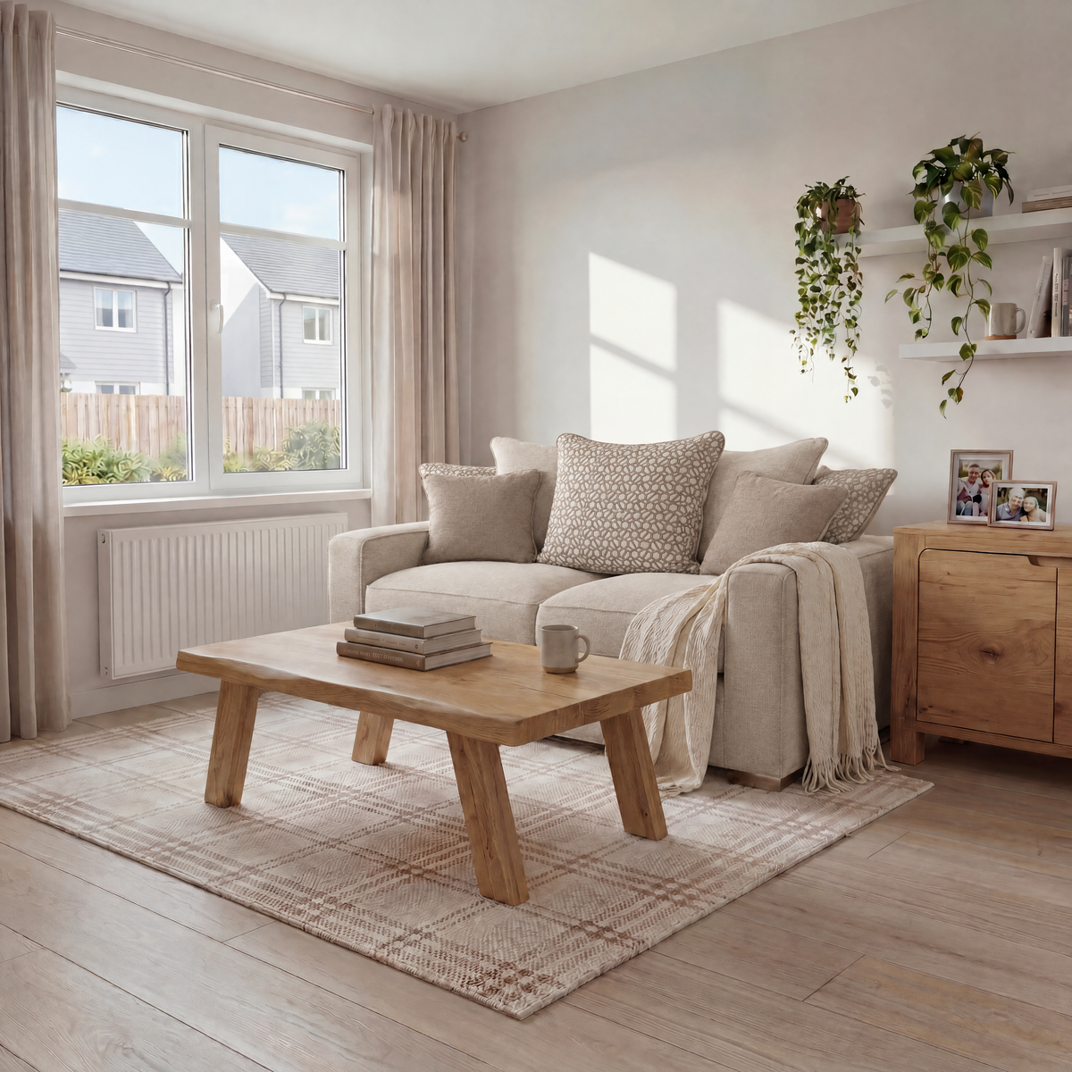 Hope 3 Seater Sofa - 3 Seater Sofa Grade B — Pillow Back / Lassie Linen/Wisp Gold/Larry Latte / Dark Brown Feet, gallery image 1
