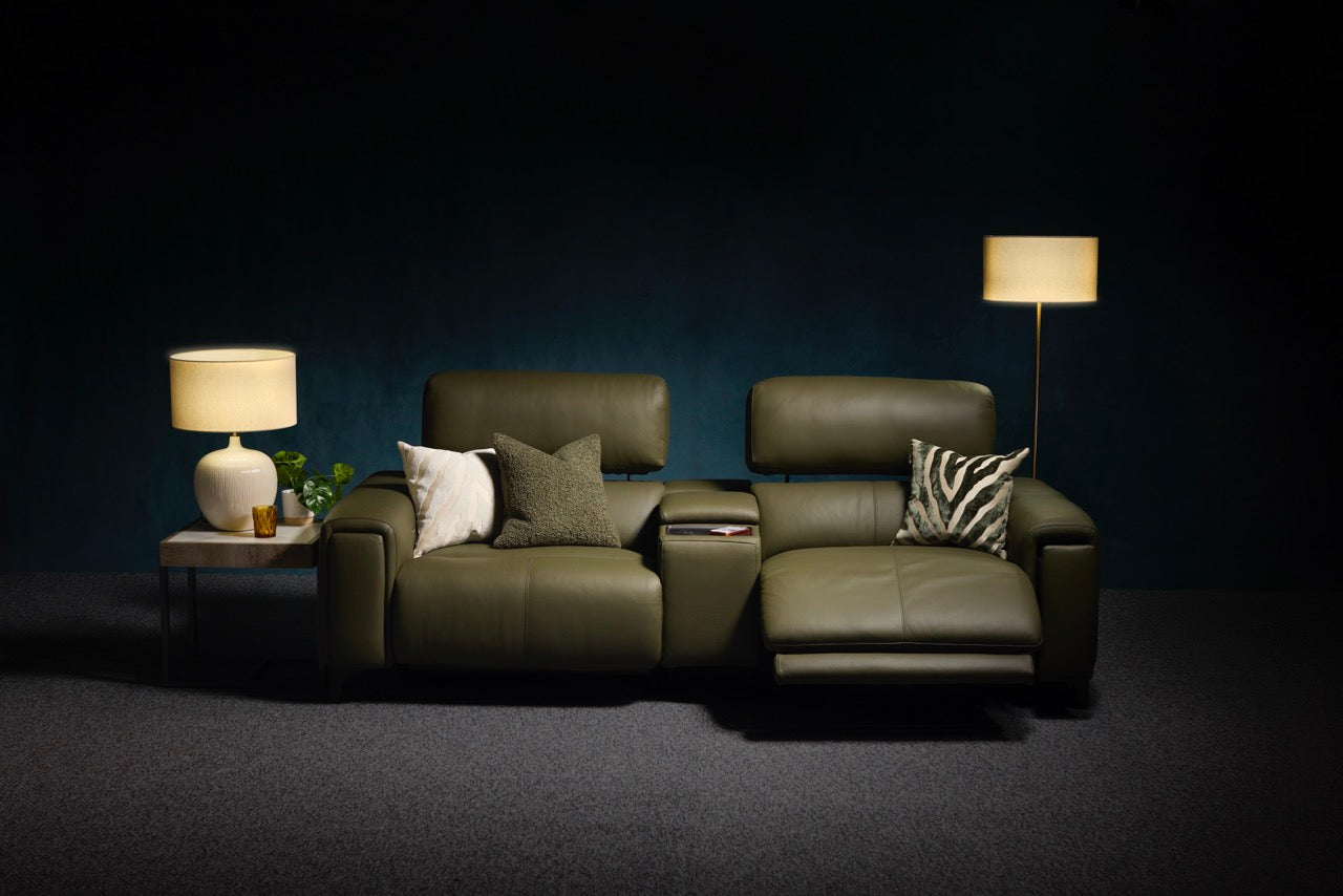 Plaza Media 3 Seater Sofa - Media 3 Seater Cat 30F - Power Recliner with USB