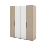 Portento 4 Door Wardrobe with 3 Central Mirrored Doors - Four Door Wardrobe with Two Central Mirror Doors Taupe Cannete Wood matt Sterling Home 1