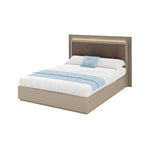 Portento Storage Bedframe with Upholstered Headboard and LED Light - Bed Storage with Upholstered Headboard and LED Light - 154 cm Taupe Cannete Wood matt Sterling Home 1