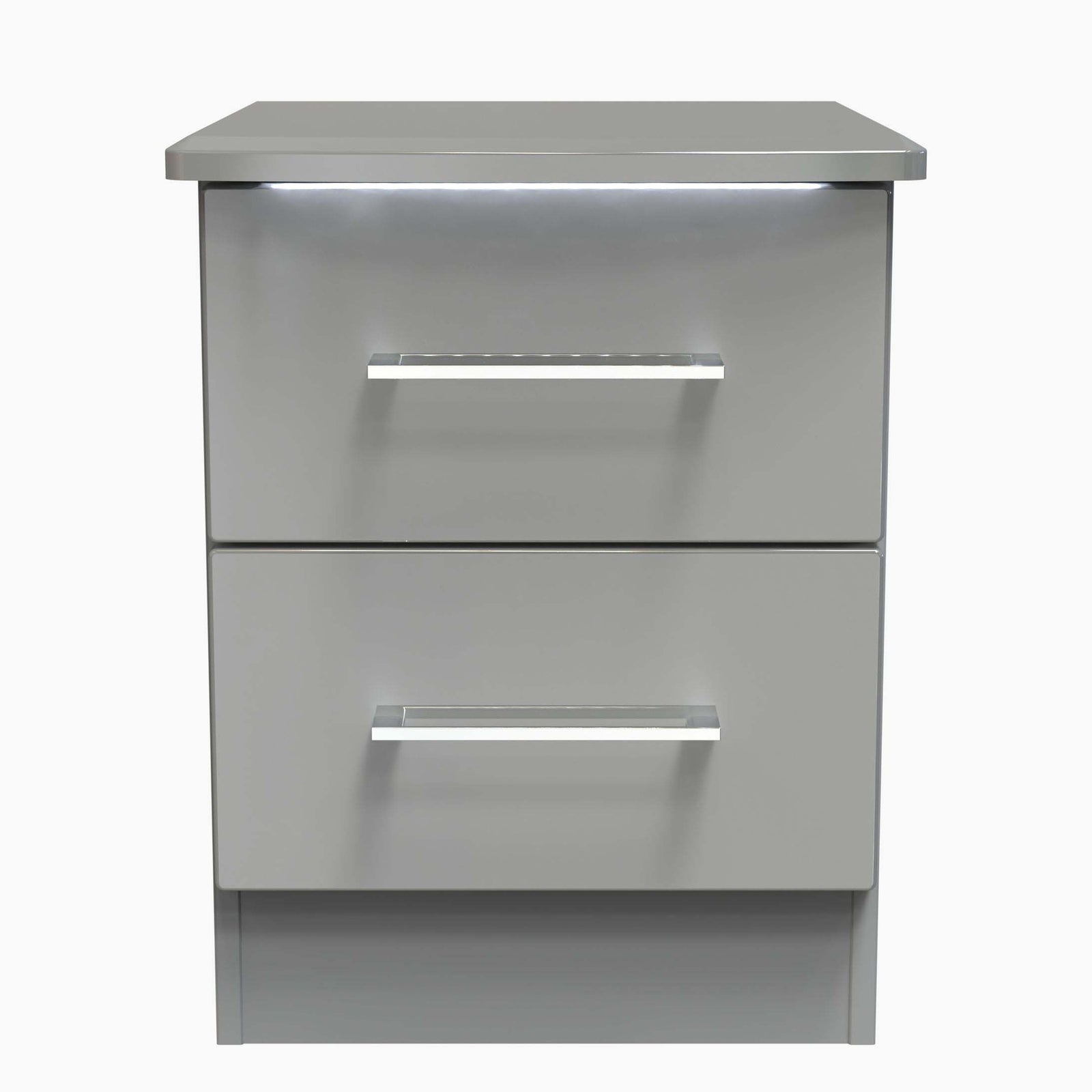 Portland 2 Drawer Bedside Cabinet - 2 Drawer Bedside Cabinet Sterling Home 11 GGDG - Grey Gloss & Dusk Grey