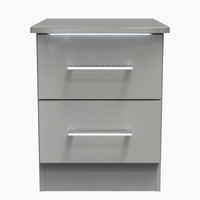 Portland 2 Drawer Bedside Cabinet - 2 Drawer Bedside Cabinet Sterling Home GGDG - Grey Gloss & Dusk Grey 11