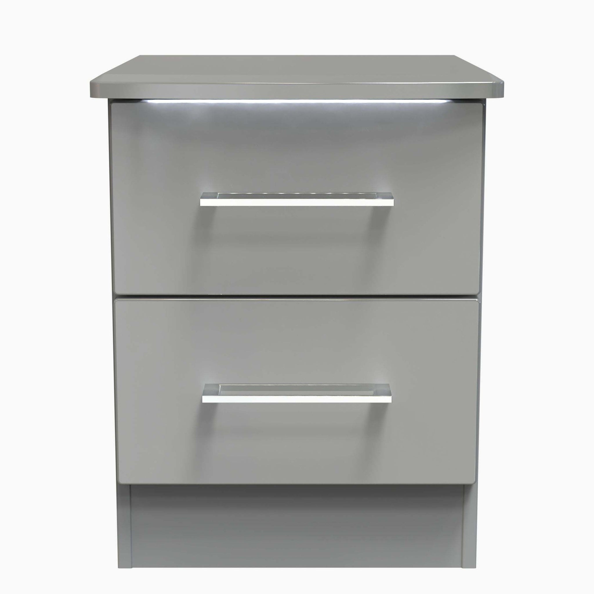 Portland 2 Drawer Bedside Cabinet - 2 Drawer Bedside Cabinet Sterling Home GGDG - Grey Gloss & Dusk Grey 11