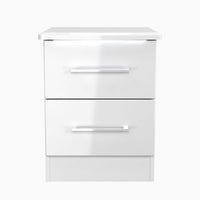 Portland 2 Drawer Bedside Cabinet - 2 Drawer Bedside Cabinet Sterling Home WGW - White Gloss & White 1