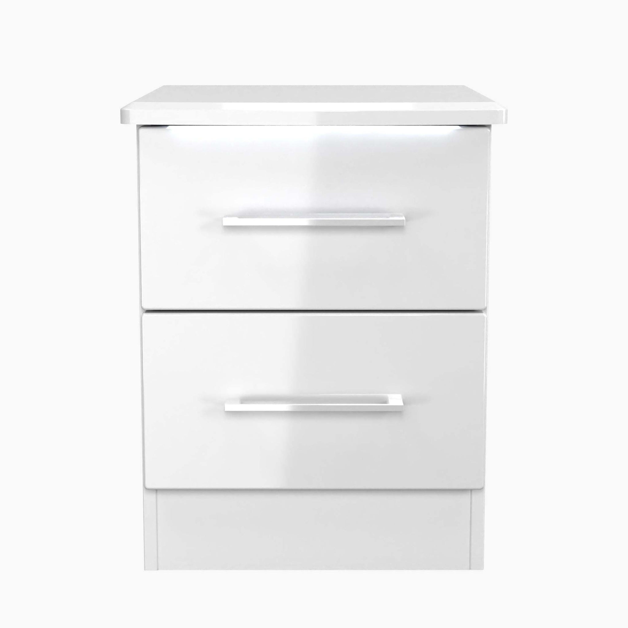 Portland 2 Drawer Bedside Cabinet - 2 Drawer Bedside Cabinet Sterling Home WGW - White Gloss & White 1