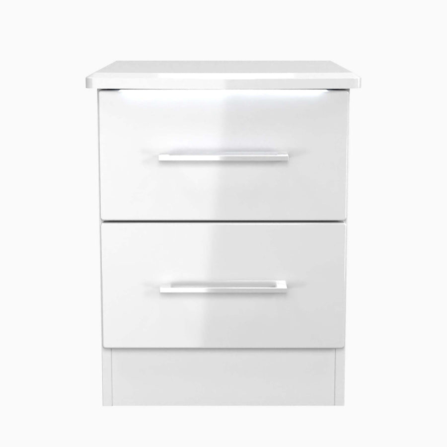 Portland 2 Drawer Bedside Cabinet - 2 Drawer Bedside Cabinet Sterling Home WGW - White Gloss & White 1