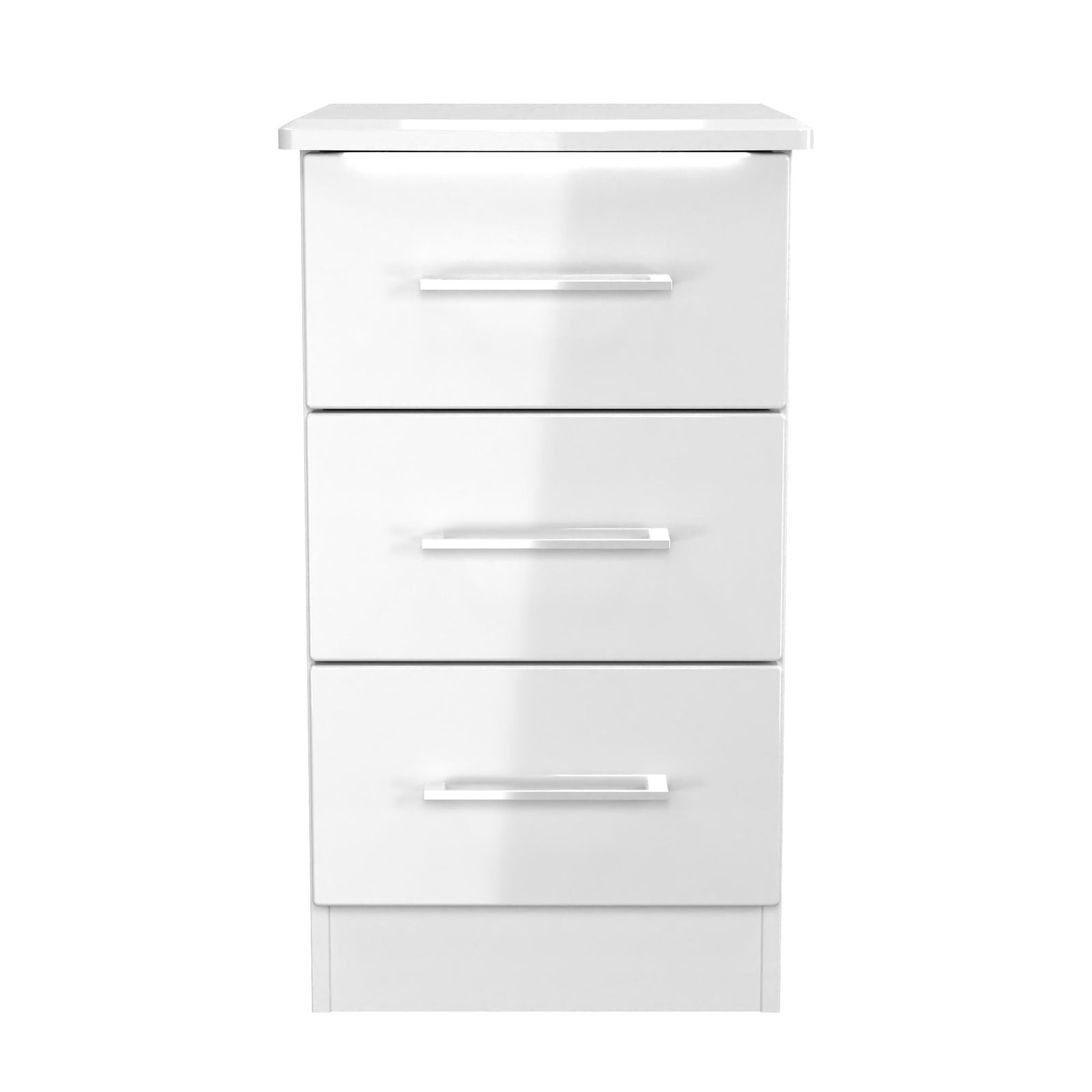 Portland 3 Drawer Bedside Cabinet - 3 Drawer Bedside Cabinet Sterling Home 1 WGW - White Gloss & White