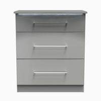 Portland 3 Chest of Drawers - 3 Drawer Deep Chest Sterling Home GGDG - Grey Gloss & Dusk Grey 13
