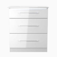 Portland 3 Chest of Drawers - 3 Drawer Deep Chest Sterling Home WGW - White Gloss & White 1