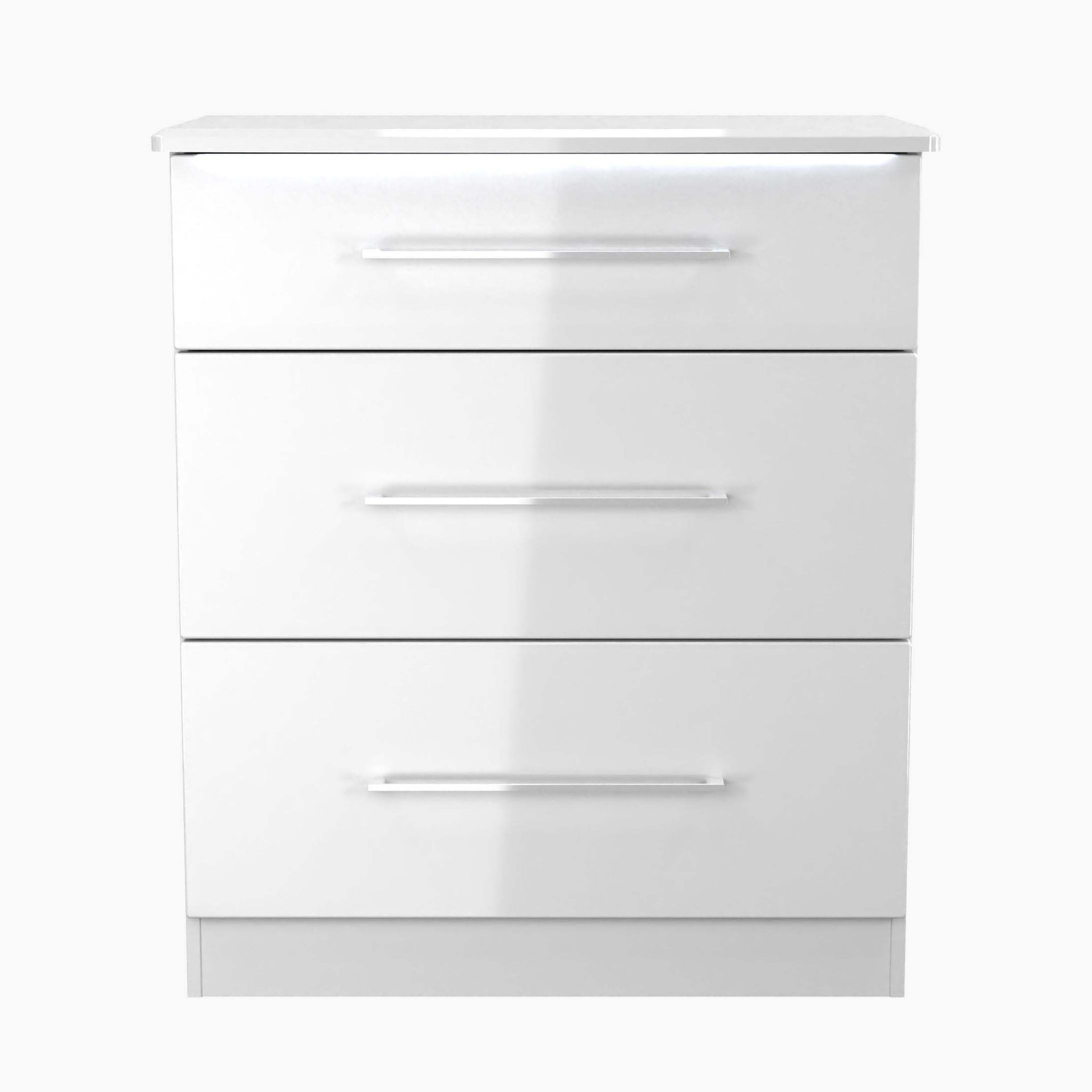 Portland 3 Chest of Drawers - 3 Drawer Deep Chest Sterling Home WGW - White Gloss & White 1
