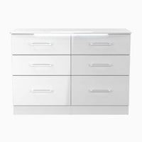 Portland 6 Drawer Cabinet - 6 Drawer Midi Chest Sterling Home WGW - White Gloss & White 1