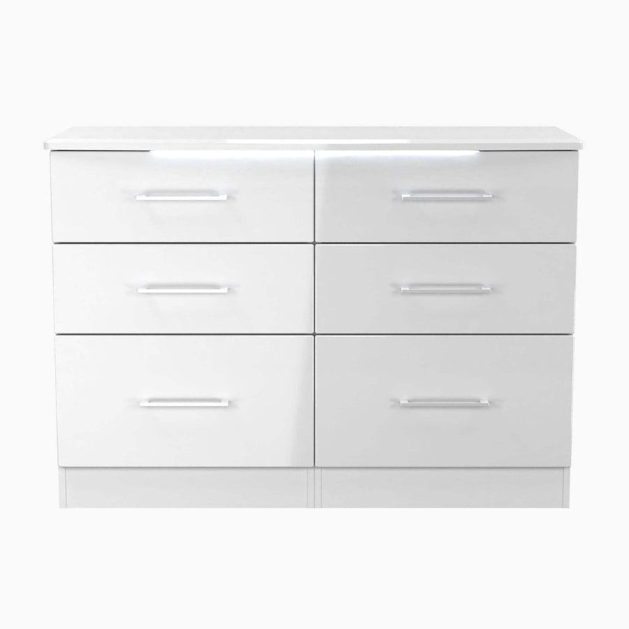 Portland 6 Drawer Cabinet - 6 Drawer Midi Chest Sterling Home WGW - White Gloss & White 1