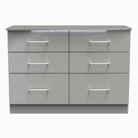 Portland 6 Drawer Cabinet - 6 Drawer Midi Chest Sterling Home GGDG - Grey Gloss & Dusk Grey 14