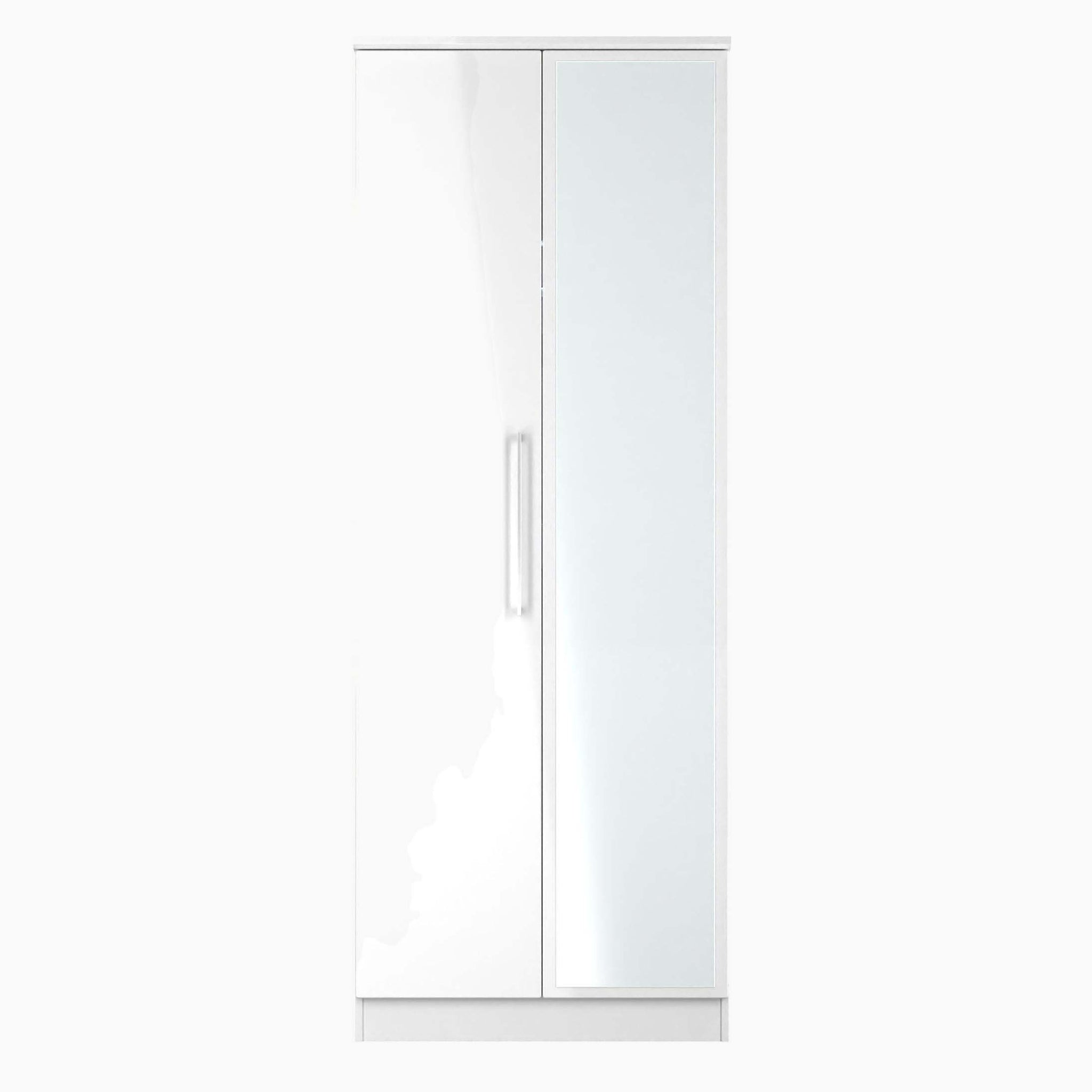 Portland Mirror Wardrobe - Tall Double Mirror Wardrobe Sterling Home WGW - White Gloss & White 1