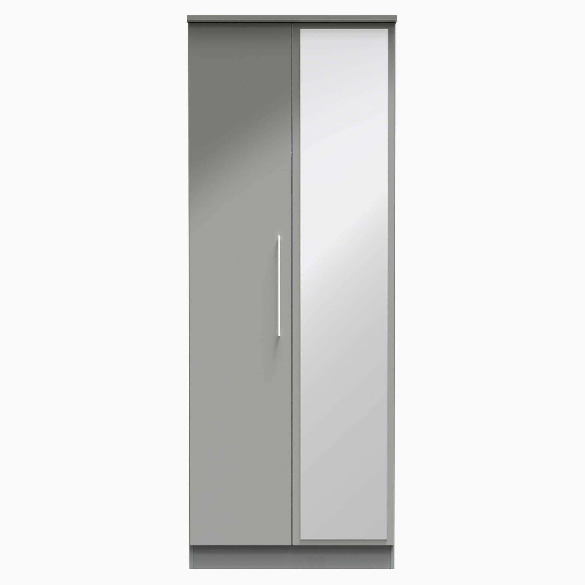 Portland Mirror Wardrobe - Tall Double Mirror Wardrobe Sterling Home GGDG - Grey Gloss & Dusk Grey 12