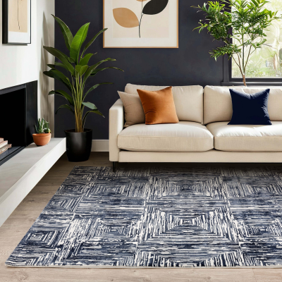 Karis Portrait Navy Rug - Portrait Navy 200 x 290cm - 200cm x 290cm Sterling Home 2