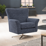 Hebden Swivel Armchair - Swivel Chair Grade A — 2692 : Prussian Blue Cairo Chenille Plain, gallery image 1