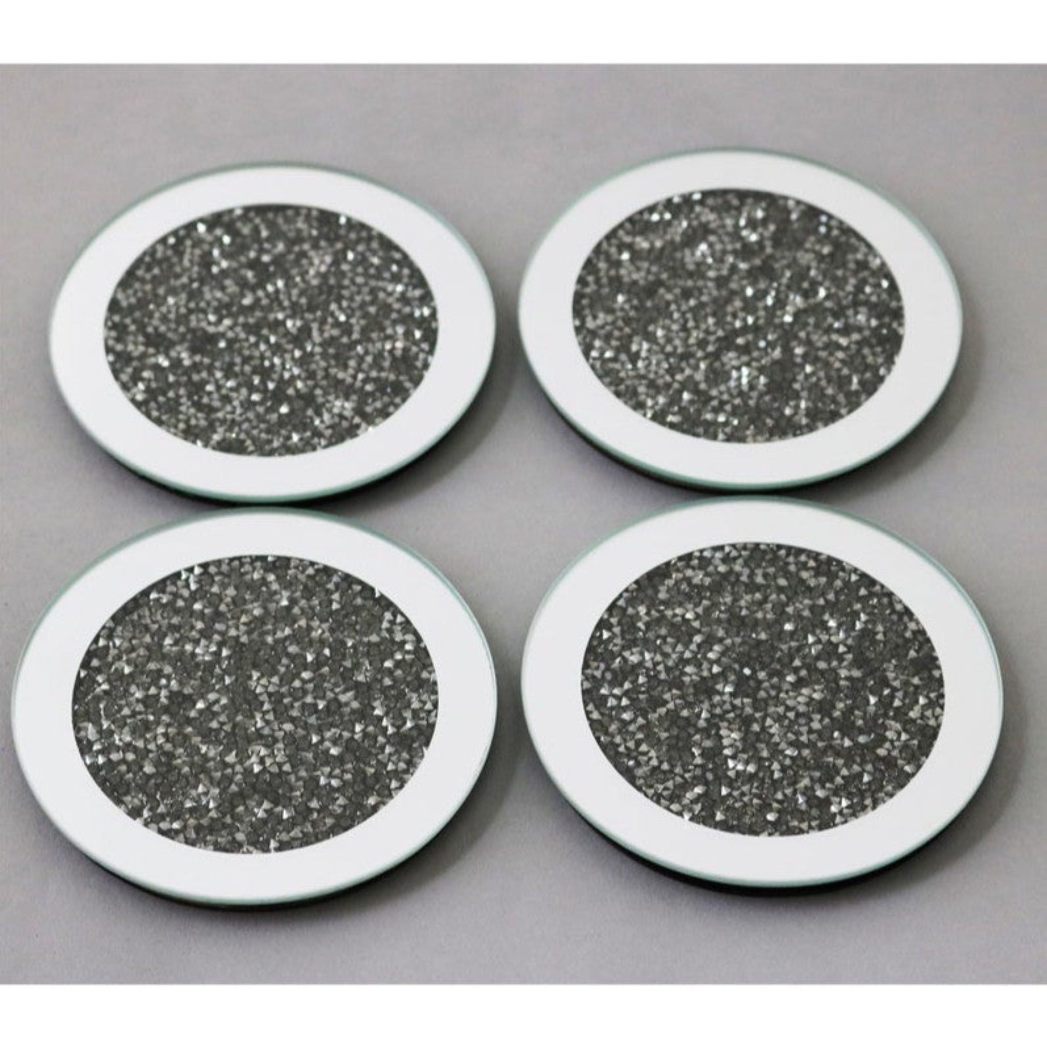 Round Grey Set of 4 Coasters - Round Grey Coasters Set 4 Sterling Home 1