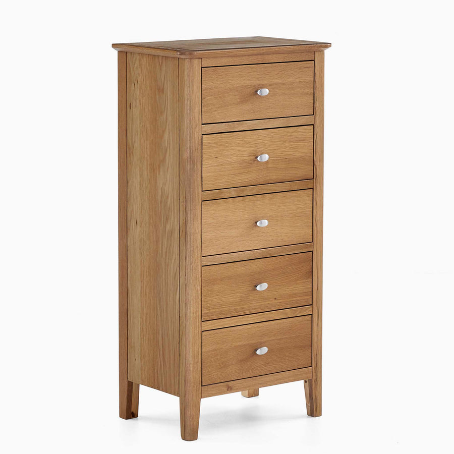 Bexley 5 Drawer Tallboy - 5 Drawer Tallboy Oak