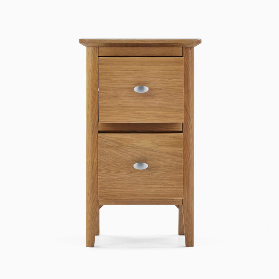Bexley Narrow 2 Drawer Bedside - Narrow 2 Drawer Bedside Oak