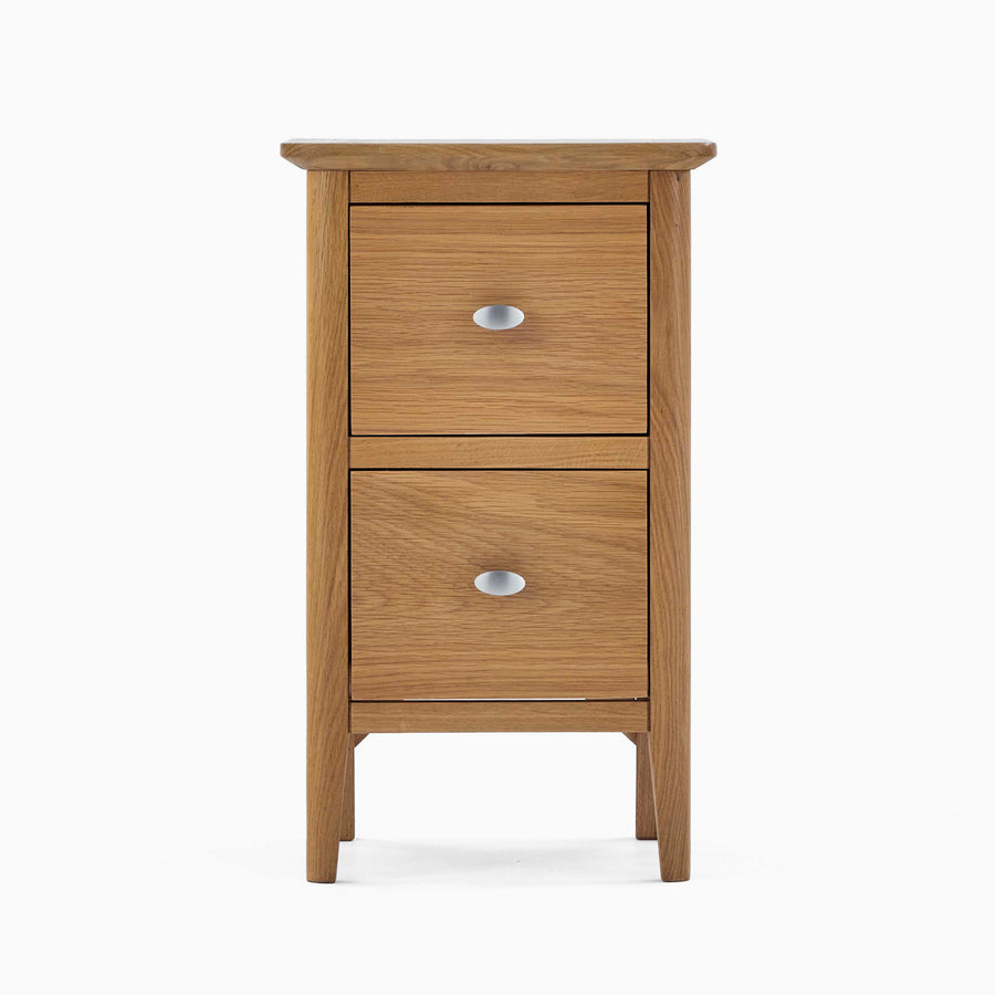 Bexley Narrow 2 Drawer Bedside - Narrow 2 Drawer Bedside Oak