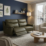 Revel Small 3 Seater Recliner Sofa - 2.5 Seater Sofa with 2 Power Recliners (Compact) Fabric - Power Recliner with USB 3 Seater Sofas Sterling Home 2