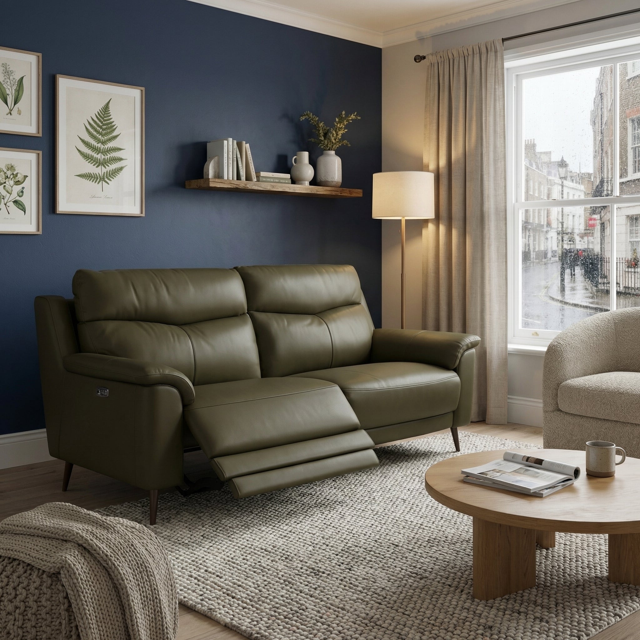 Revel Small 3 Seater Recliner Sofa - 2.5 Seater Sofa with 2 Power Recliners (Compact) Fabric - Power Recliner with USB 3 Seater Sofas Sterling Home 2