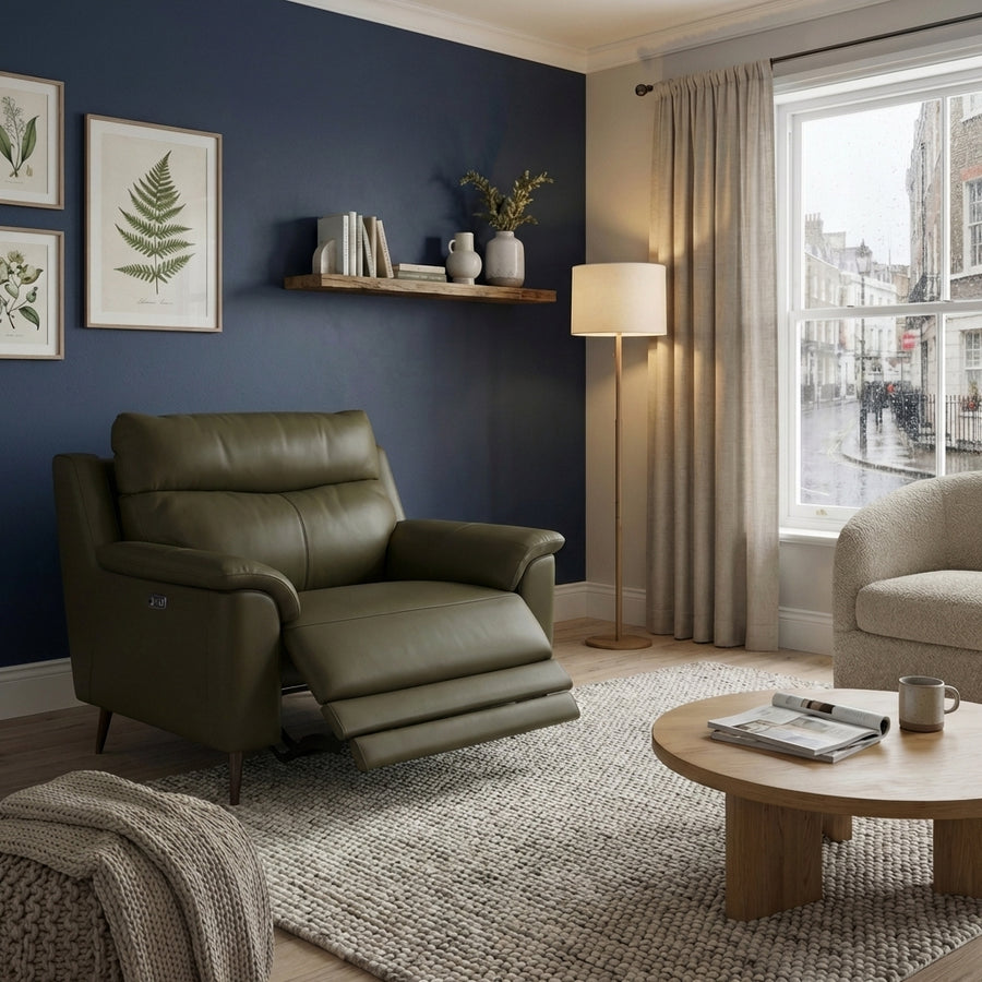 Revel Recliner Armchair - Power Recliner Chair Fabric - Power Recliner with USB