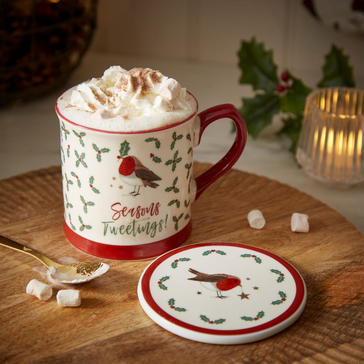 Robin Retreat Tankard Mug & Coaster Set - Robin Retreat Tankard Mug & Coaster Set Sterling Home 1