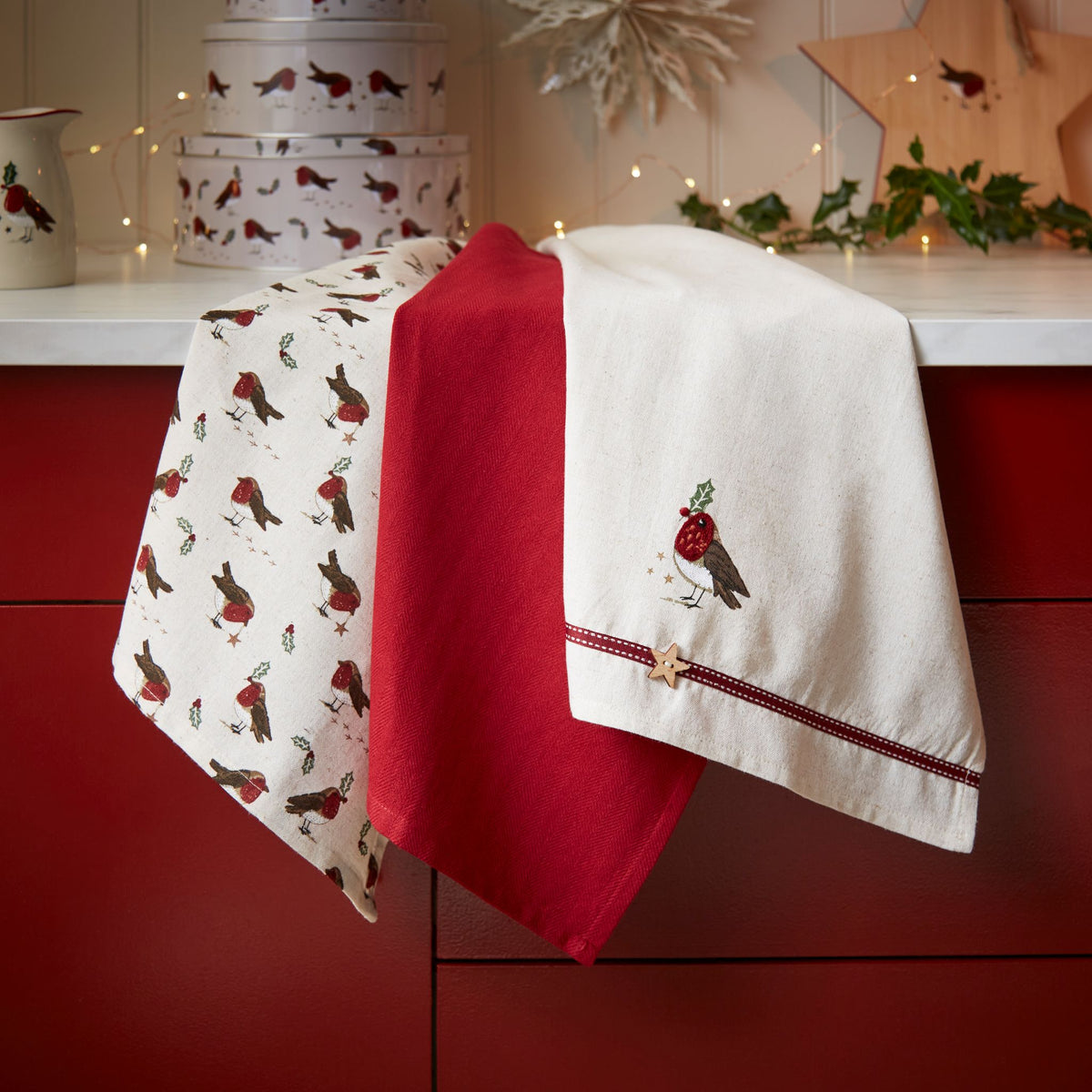 Robin Retreat Tea Towels 3 Pack - Robin Retreat Tea Towels 3 Pack Sterling Home 1