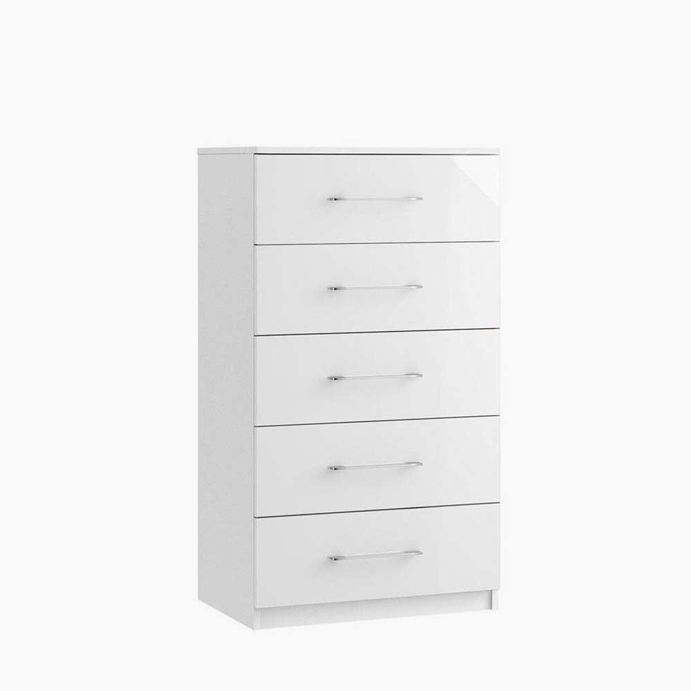 Roma Midi 5 Drawer Cabinet - 4 Drawer Midi Chest 1 deep Drawer - Metal Sterling Home 1