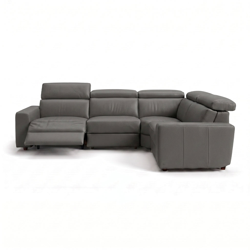 Nicoletti Rossini Corner Sofa - Corner Group with Power Recliner & Headrest CB - Right Hand Facing - Power with Power Headrest & USB Sterling Home 7 Torello PS Grigio Scuro 327