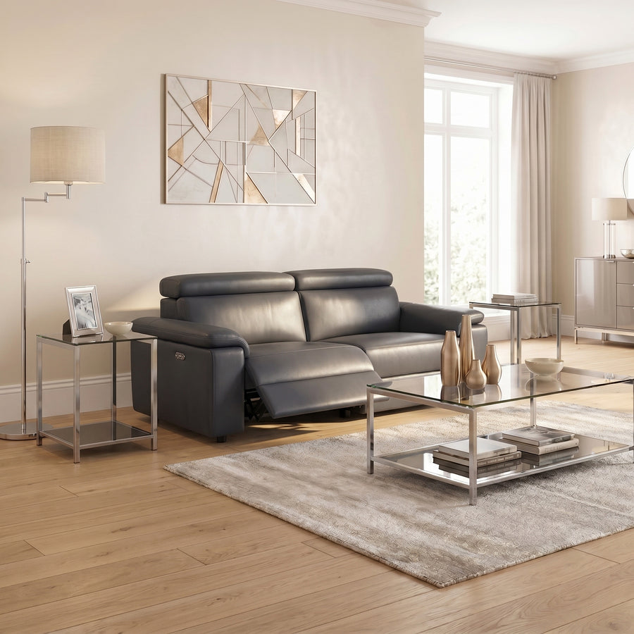 Nicoletti Rossini 3 Seater Recliner Sofa - 3 Seater Sofa Power Recliner CB - Power Recliner with USB