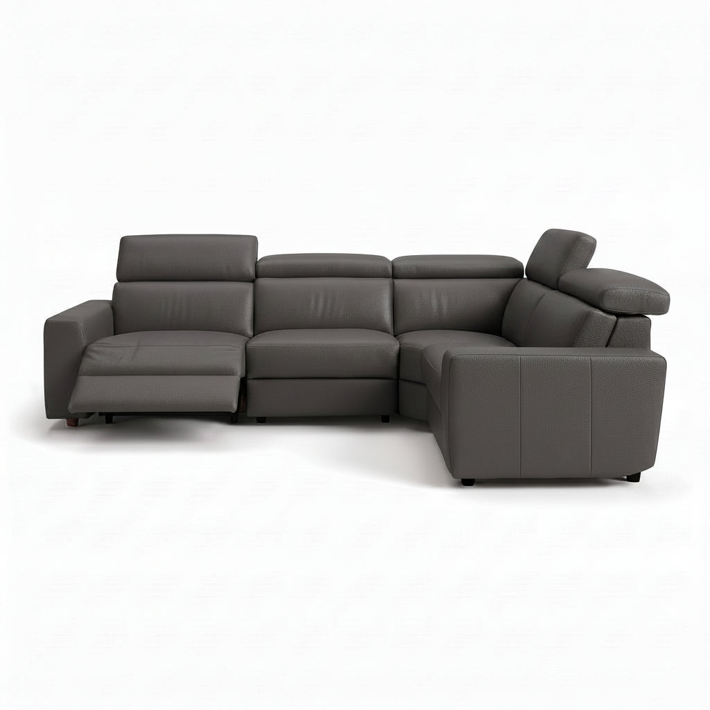 Nicoletti Rossini Corner Sofa - Corner Group with Power Recliner & Headrest CB - Right Hand Facing - Power with Power Headrest & USB Sterling Home 6 Torello PS Chocol -S 91