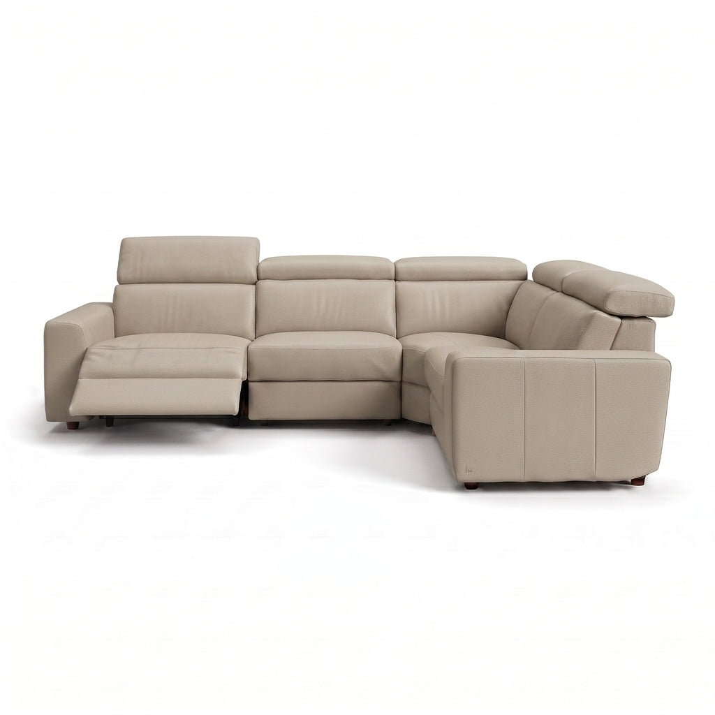 Nicoletti Rossini Corner Sofa - Corner Group with Power Recliner & Headrest CB - Right Hand Facing - Power with Power Headrest & USB Sterling Home 5 Torello PS Fango 352
